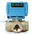 thumbnail image 1 of U. S. Solid 3 Way L Type IP67 Motorized Ball Valve with Hand Wheel 1/2 in NPT Standard Port Brass AC 110-230V 2 Wire Auto Return Wiring Normally Closed Blue Casing, 1 of 7