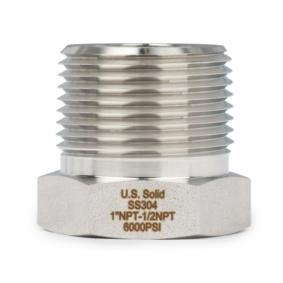 U.S. Solid 1 in MNPT x 1/2 in FNPT 304SS Fitting Pipe Adapter