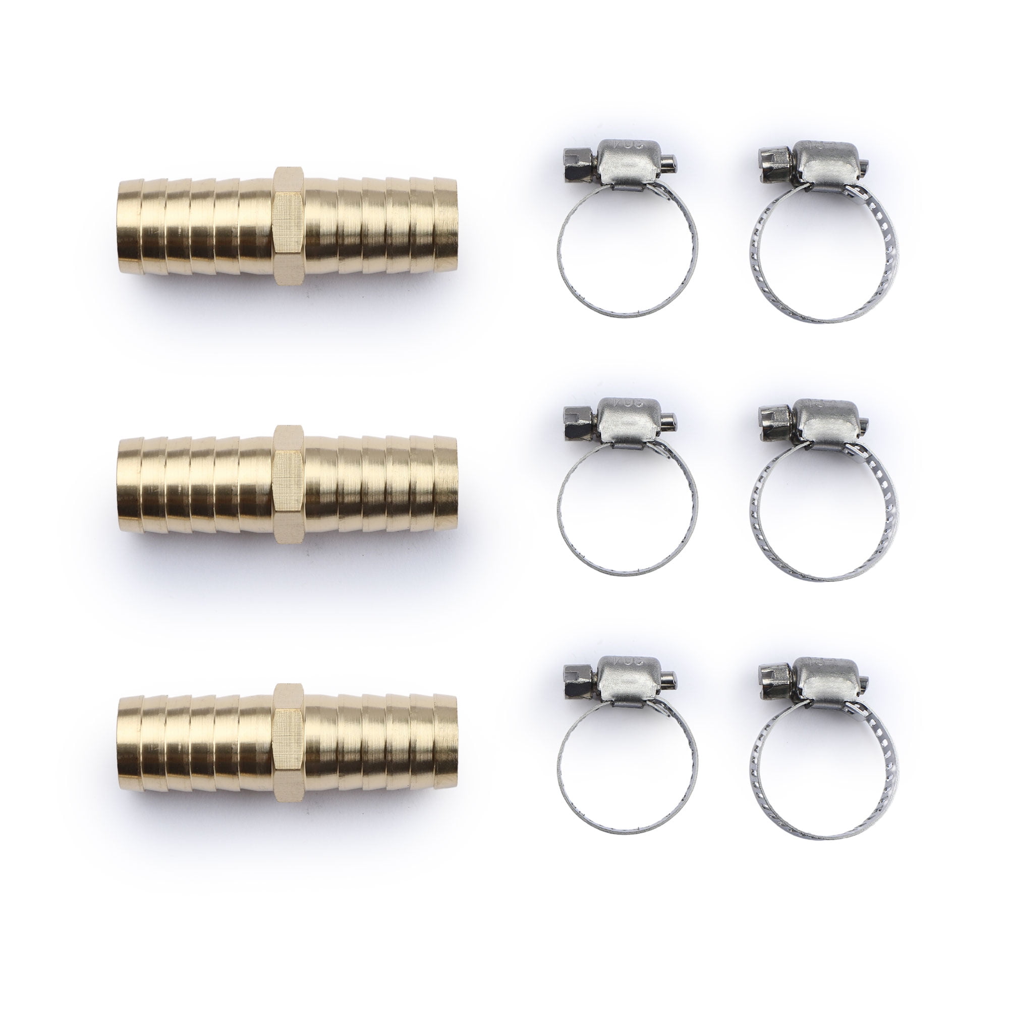 U.S. Solid 3pcs Brass Hose Barbed Splicer Fitting Connector with 6