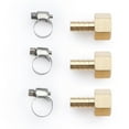 thumbnail image 1 of U.S. Solid 3/8 in Barb x 1/2 in FNPT Brass Hose Barbed Fitting with 3 Clamps Pack of 3, 1 of 6