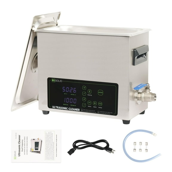 U.S. Solid 6L Ultrasonic Cleaner - 28/40kHz Dual-Frequency Digital Ultrasonic Cleaning Machine with Heater, Timer, and Degas Function