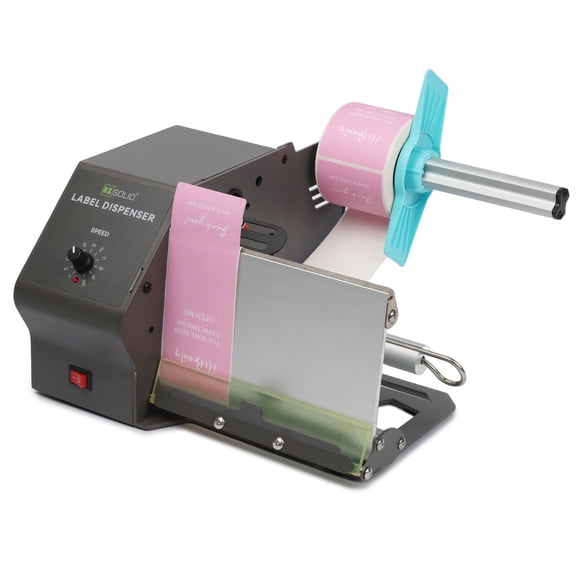 U.S. Solid Automatic Label Dispenser for Long Label Rolls and Fanfold Label - Clear and Opaque Labels - Core Sizes 1/1.5/3- Adjustable Speed Label Width 0.2-4.7 in Max. Roll Diameter 11 in