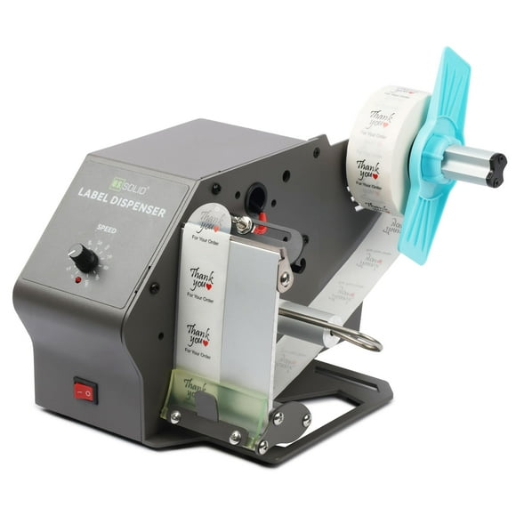 U.S. Solid Automatic Label Dispenser for Long Label Rolls and Fanfold Label - Clear and Opaque Labels - Core Sizes 1/1.5/3- Adjustable Speed Label Width 0.2-4.7 in Max. Roll Diameter 11 in