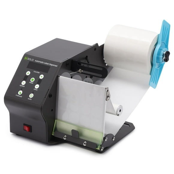 U.S. Solid Automatic Label Dispenser for Rolls and Fanfold Label - Electric Label Dispenser for Clear and Opaque Labels - w/Counter Preset Quantity Adjustable Speed - Max. Label Width 4.7 in