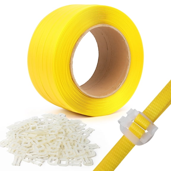 U.S. Solid Banding Strapping Kit 2,460 ft Length x 1/2" Width Polypropylene Strapping Roll with 100 Plastic Buckles Heavy Duty Packaging Strapping Tool for Pallets, Boxes.