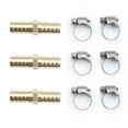 thumbnail image 1 of U.S. Solid 1/2 in Barb x 1/2 in Barb Brass Hose Barbed Fitting with 6 Clamps Pack of 3, 1 of 11