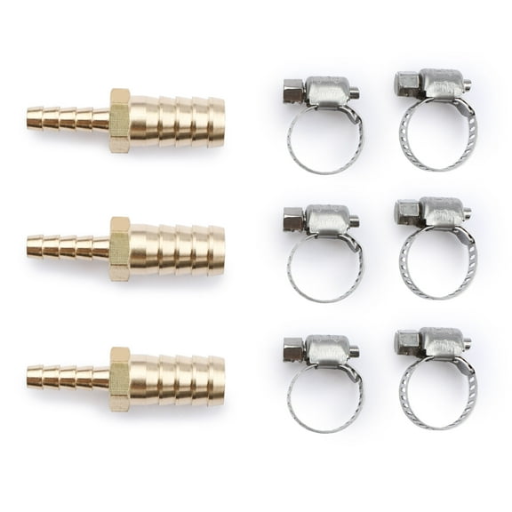 U.S. Solid 1/2 in Barb x 1/4 in Barb Brass Hose Barbed Fitting with 6 Clamps Pack of 3