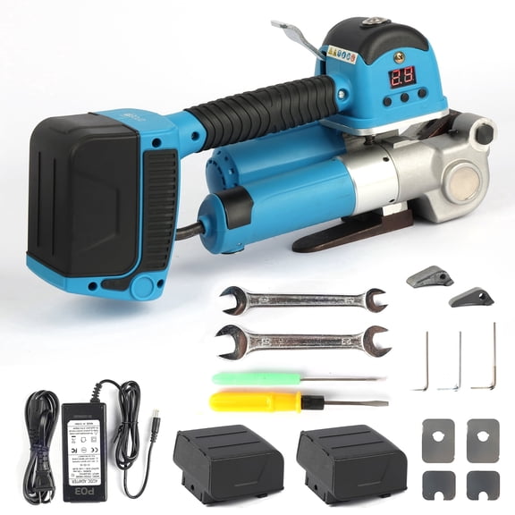 U.S. Solid Handheld Electric Strapping Machine, 5500N for 3/4"-1" PET PP Straps, Auto Banding Tool with LCD & 2x4000mAh Battery