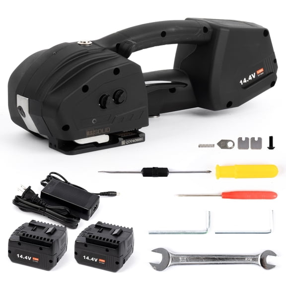 U.S. Solid Electric Strapping Machine with 2pcs 4000mah Battery Powered and LCD Screen, for 1/2" - 5/8" PP PET Straps Automatic Banding Machine for Box Pallet