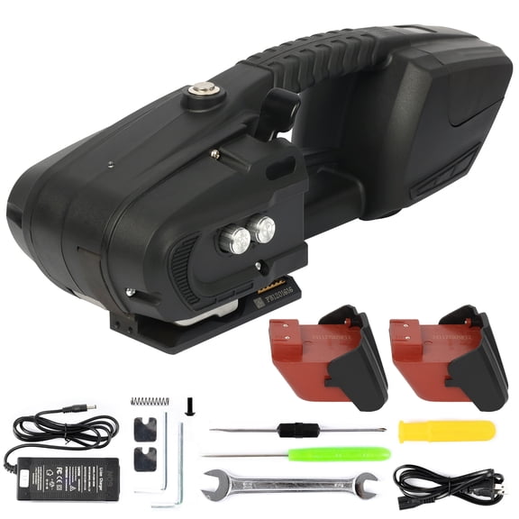U.S. Solid Electric Strapping Machine with 2pcs 4000mah Battery Powered and LCD Screen, for 1/2" - 5/8" PP PET Straps Automatic Banding Machine for Pallet Box