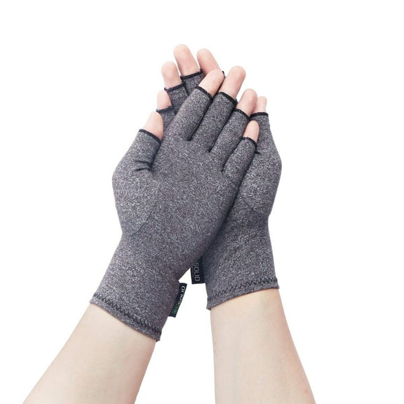 U.S. Solid Gray Compression Gloves for Relieving Arthritis Rheumatoid Pains, Large Size