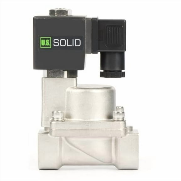 U.S. Solid High Temperature Solenoid Valve - 3/4" Stainless Steel, 392?, 12V DC Normally Closed, PTFE Seal