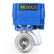 U. S. Solid IP65 Motorized Ball Valve 3/4 in NPT Standard Port Stainless Steel AC 85-265V 2 Wire Auto Return Wiring Normally Closed Blue Casing