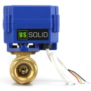 U. S. Solid IP65 Motorized Ball Valve 1 in NPT Standard Port Brass AC/DC 9-24V 3 Wire Wiring Normally Closed Blue Casing