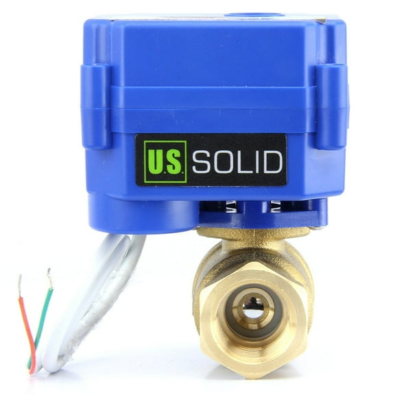 U. S. Solid IP65 Motorized Ball Valve 1 in NPT Standard Port Brass AC/DC 9-24V 2 Wire Auto Return Wiring Normally Open Blue Casing