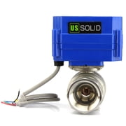 U. S. Solid IP65 Motorized Ball Valve 1 in NPT Full Port Stainless Steel DC 9-24V 5 Wire Wiring Normally Closed Blue Casing