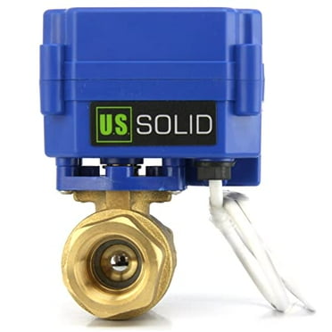 U.S. Solid Motorized Ball Valve - 3/4" Brass, 9-24V AC/DC, Auto-Return, Normally Open - Perfect For DIY & Automation Projects