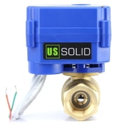 U. S. Solid IP65 Motorized Ball Valve 3/4 in NPT Standard Port Brass AC/DC 9-24V 2 Wire Auto Return Wiring Normally Open Blue Casing