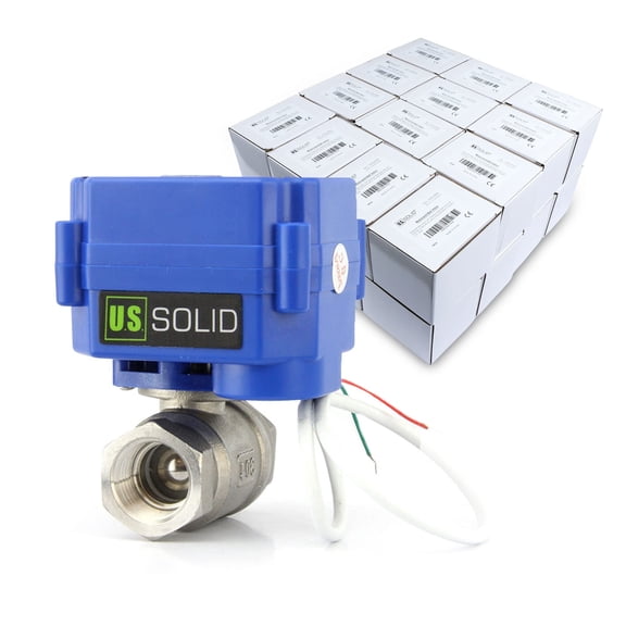 U.S. Solid Motorized Ball Valve, 3/4 inch Stainless Steel 9-24V AC/DC Normally Closed Full Port 2-Wire Auto Return Setup, 25 Pieces