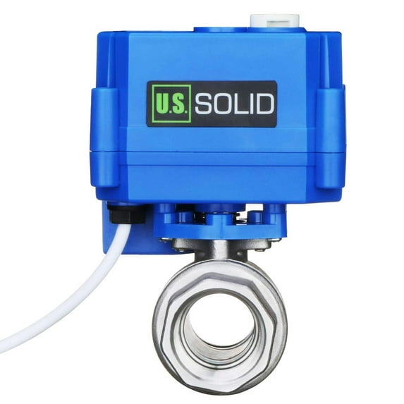U. S. Solid IP65 Motorized Ball Valve with Hand Wheel 3/4 in NPT Full Port Stainless Steel AC/DC 9-24V 3 Wire 1 Way Wiring Blue Casing