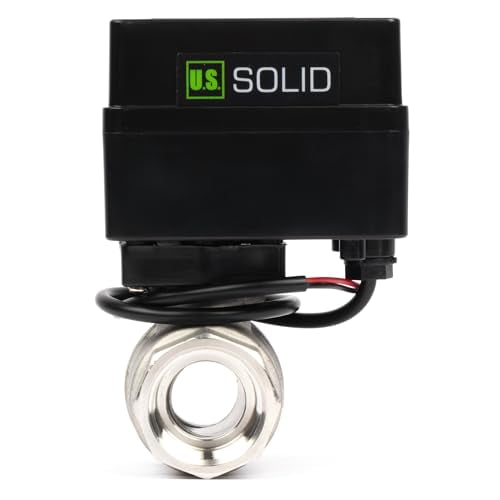 U.S. Solid Motorized Ball Valve 9-36V AC/DC 2 Wire Auto Return Setup Normally Open 2 Indicator Lights (Stainless Steel 3/4 Inch)
