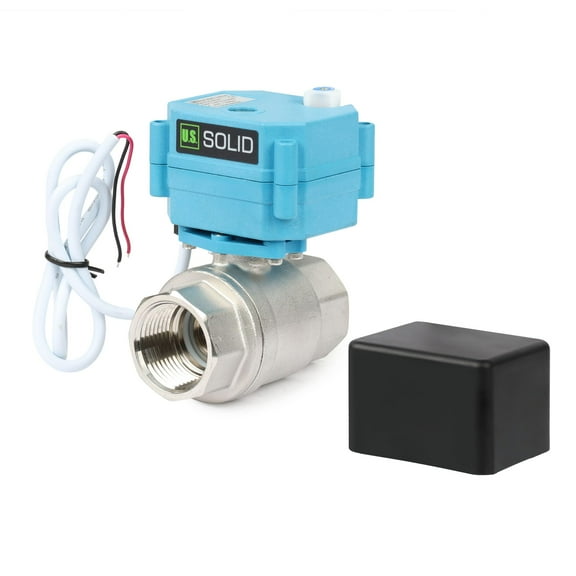 U.S. Solid Motorized Ball Valve - IP67 1inch Stainless Steel Ball Valve with Waterproof Cover, Full Port, 110-230V and 2 Wire Auto Return