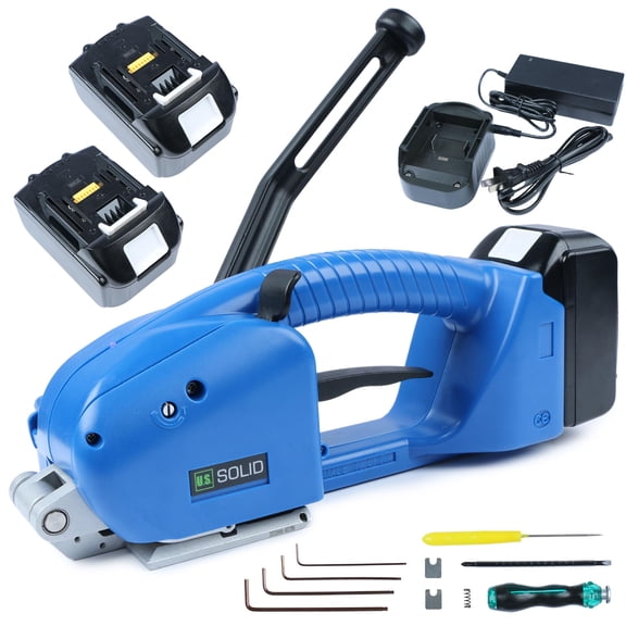 U.S. Solid Semi-Automatic Electric Strapping Machine, Handheld, for 1/2-5/8 in PP PET Straps, with 2 Batteries