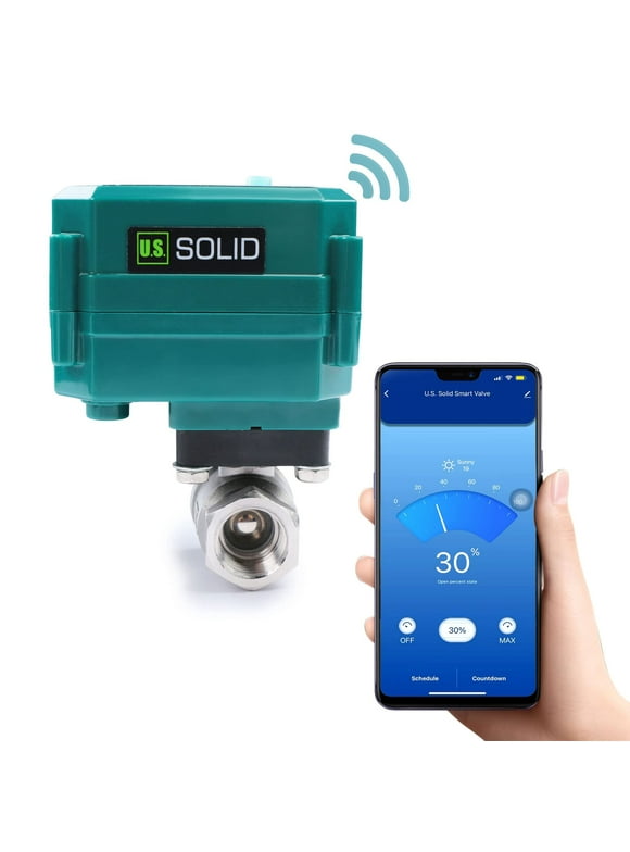 U.S. Solid Smart Motorized Ball Valve, 1/2 inch Stainless Steel, Remote App Mobile Control
