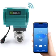 U. S. Solid Smart IP65 Motorized Ball Valve 3/4 in NPT Full Port Stainless Steel DC 5V USB Connection Normally Closed Green Casing