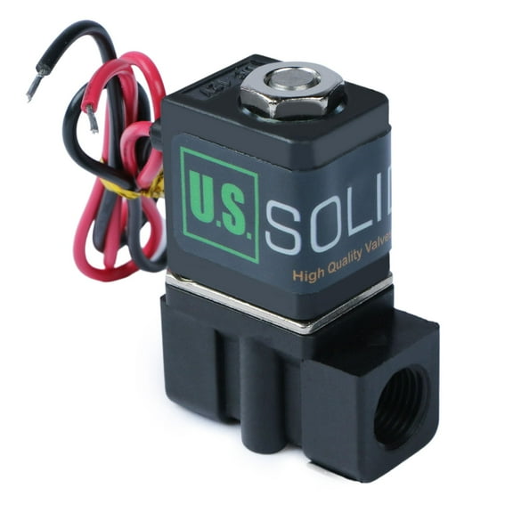 U.S. Solid Electric Solenoid Valve Direct Acting NBR Seal Normally Closed DC 12V Nylon 1/4 inch