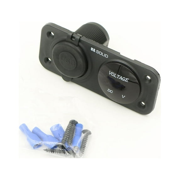 U.S. Solid USB Car Charger Dual Function DC 12V-24V, Black LED Color