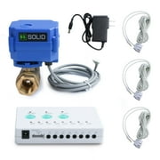 U.S. Solid Water Leak Detector Leakage Detection System, 1/2in Brass Valve, Controller, 3pcs Sensor
