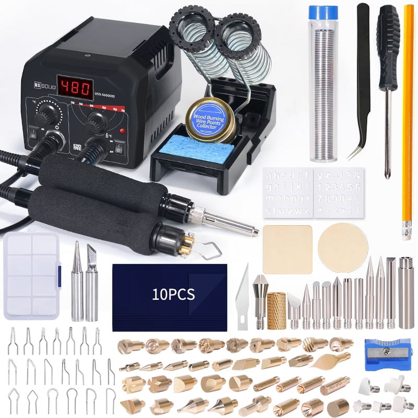 U.S. Solid Wood Burning Kit, Tool Station Dual Pyrography Pen Burner For  Adults, 2-in-1 Solid-Point 200℃~480℃ With Temperature Display And Wire-Nib