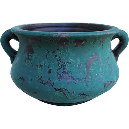 U.S.Sourcing Inc. Egyptian Era Terracotta Planter in Blue,Green, Red, Purple in 2 sizes Forest green 7 3/4"x 5"