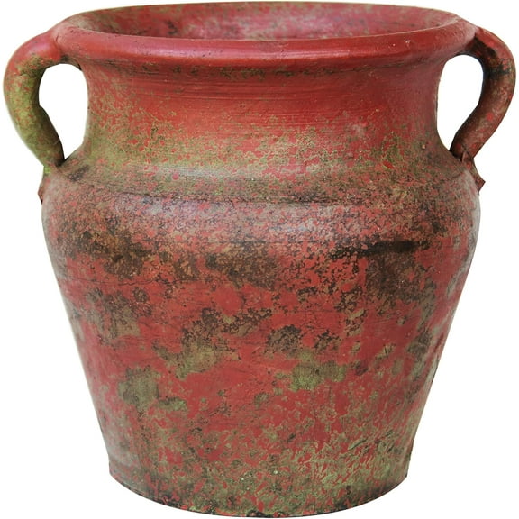 U.S.Sourcing Inc. Red Earthen Ware Terracotta Vessel/Planter with Handles - 7.5"x7"
