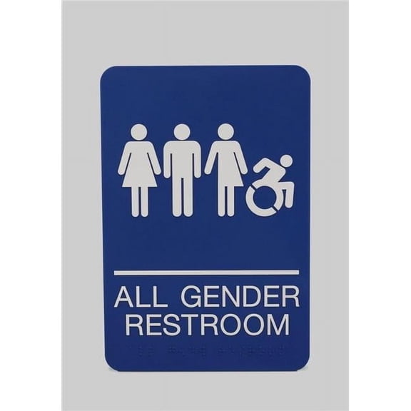 U.S. Stamp & Sign 7780 Ada Sign, All Gender Restroom, 6 X 9, Blue Face, White Graphics