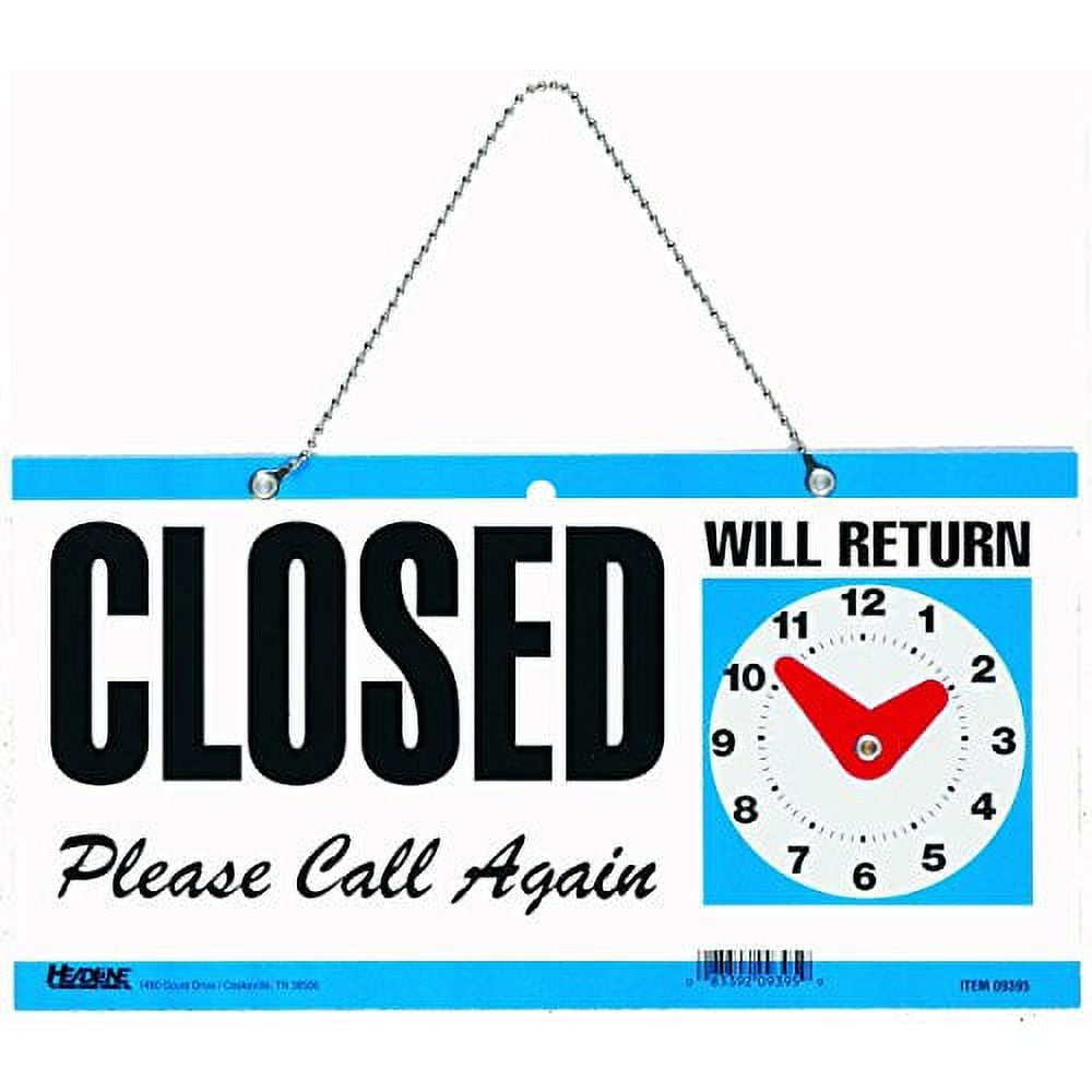 Double-Sided Open/Closed Sign with Adjustable Clock