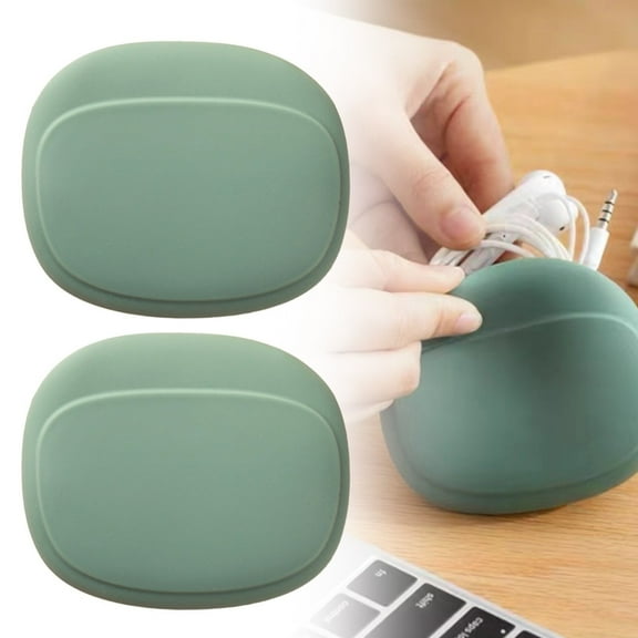 U. S Textile Home Textile Storage,1/2 Pcs Silicone Headphone Organizer Upgraded Headphone Case Data Cable Storage Bag Small Silicone Wired Earbud Case Key Box Purse(Green)