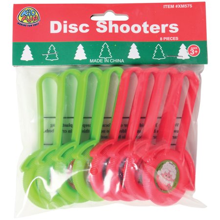U. S. Toy Christmas Disc Shooters Party Favor 4" Party Game, Green Red, 8 CT