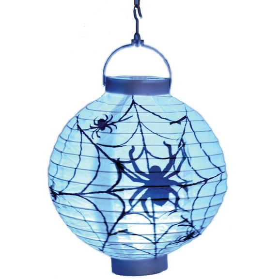 U. S. Toy Light Up Spider Web Lantern Halloween 8" Paper Hanging Decoration, Black White