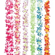 U. S. Toy Mini Flower Hawaiian Luau Hula Girl 38" Long Polyester Fabric Leis, 12 CT, Assorted