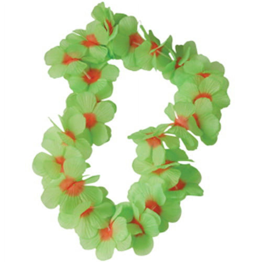 U. S. Toy Two Tone Large 3in Petals 38in Luau Polyester Fabric Leis, Green Orange