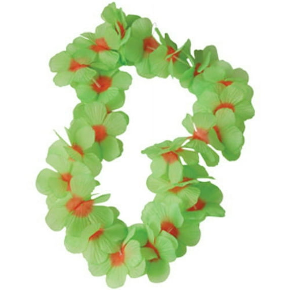 U. S. Toy Two Tone Large 3in Petals 38in Luau Polyester Fabric Leis, Green Orange