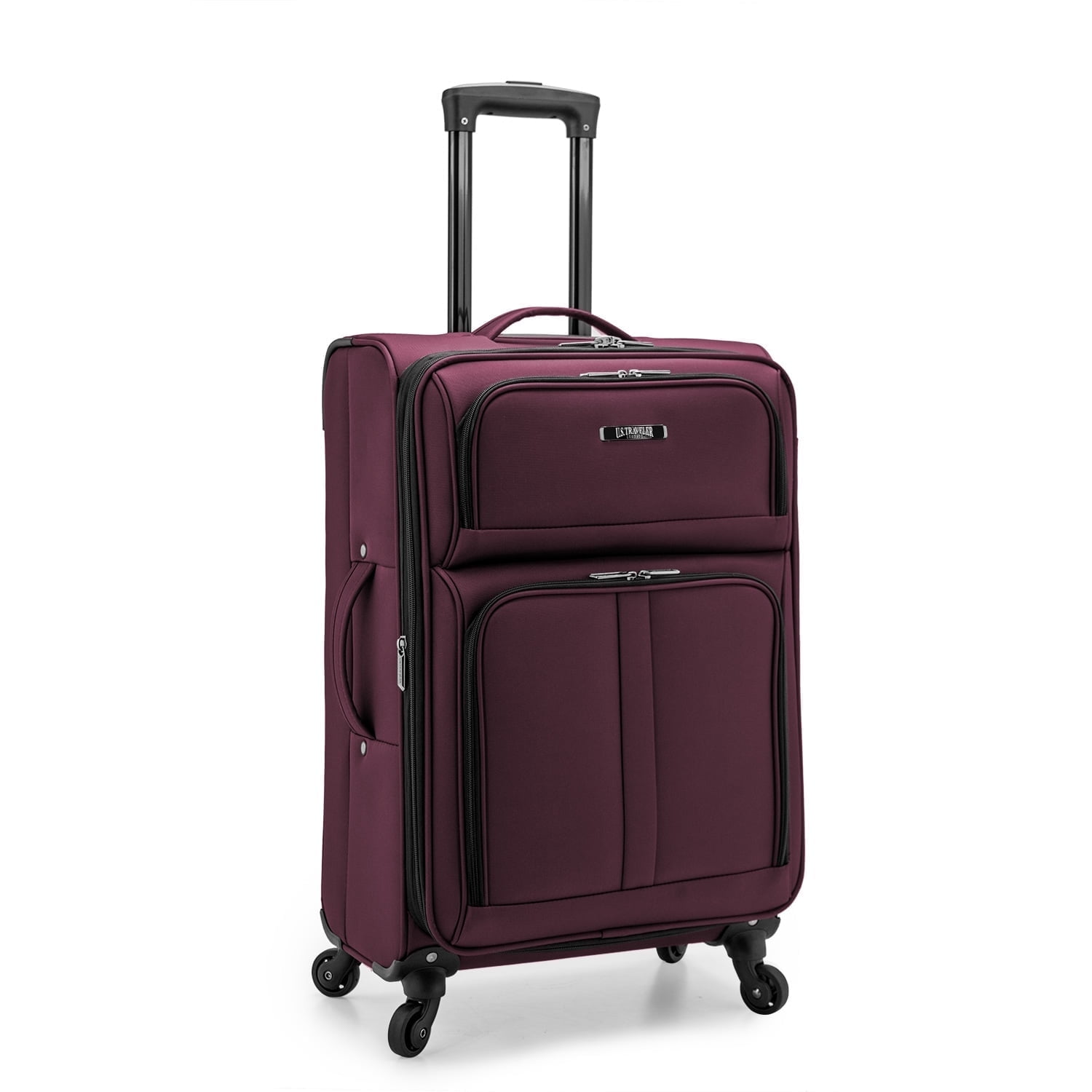 U.S. Traveler Anzio Softside Expandable Spinner Luggage, Burgundy, 26" Checked Medium