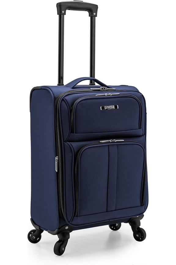 Anzio Softside Expandable Spinner Luggage, Navy, 22" Carry-on