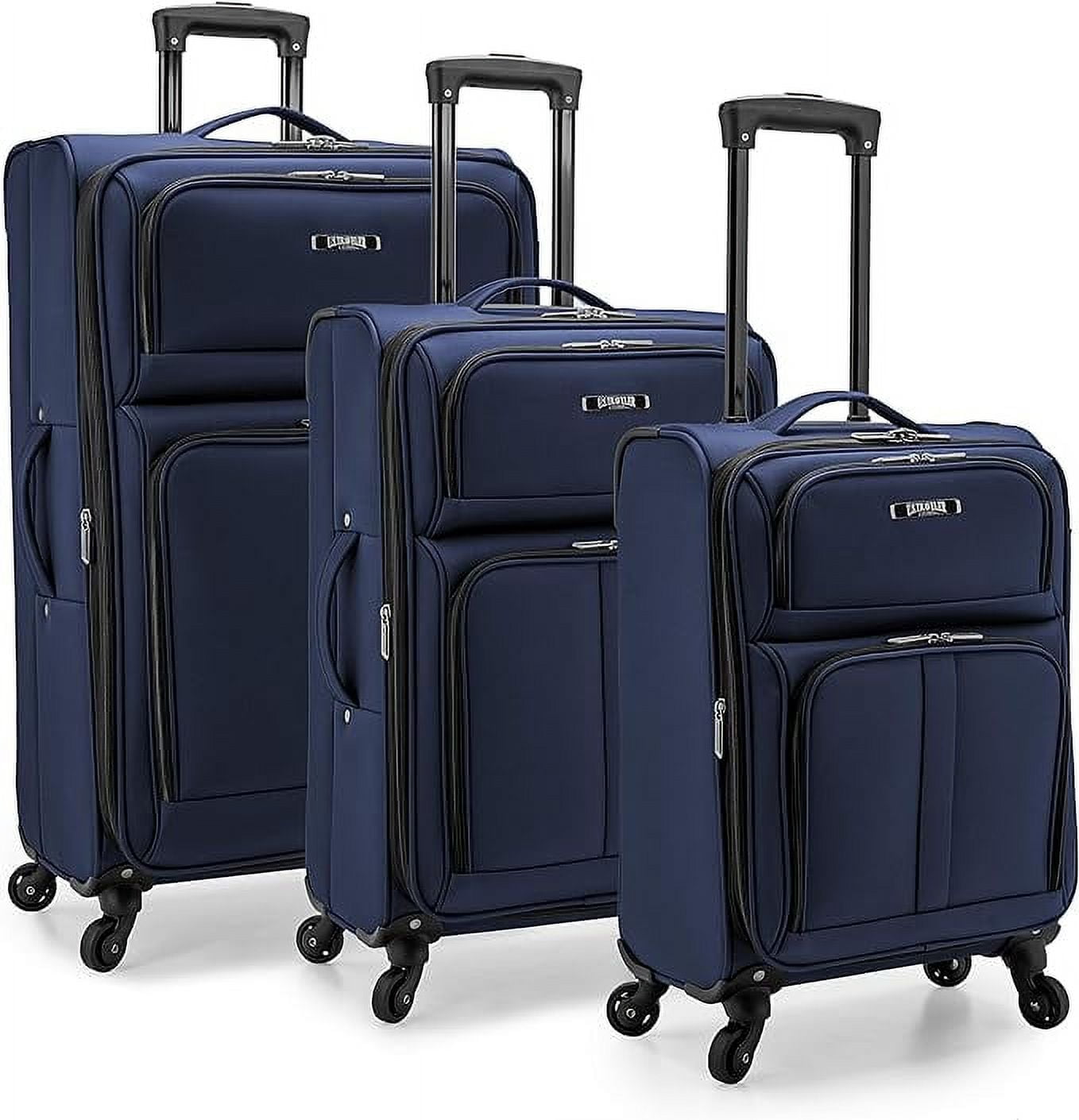 U.S. Traveler Anzio Softside Expandable Spinner Luggage, Navy, 3-Piece ...