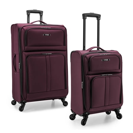 U.S. Traveler Anzio Softside Expandable Spinner Luggage Set, Burgundy, 2-Piece (22/30)