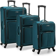 U.S. Traveler Anzio Softside Expandable Spinner Luggage, Teal, 3-Piece Set (22/26/30)