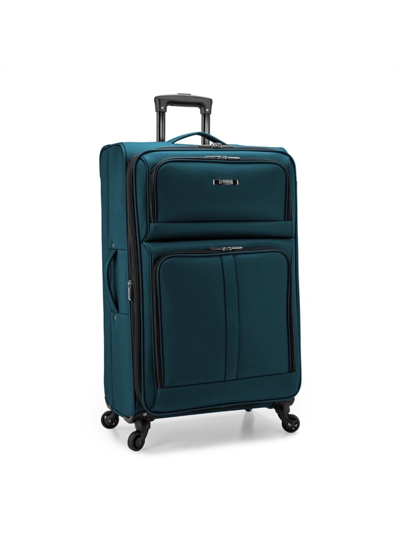 Anzio Softside Expandable Spinner Luggage, Teal, 30" Checked Large