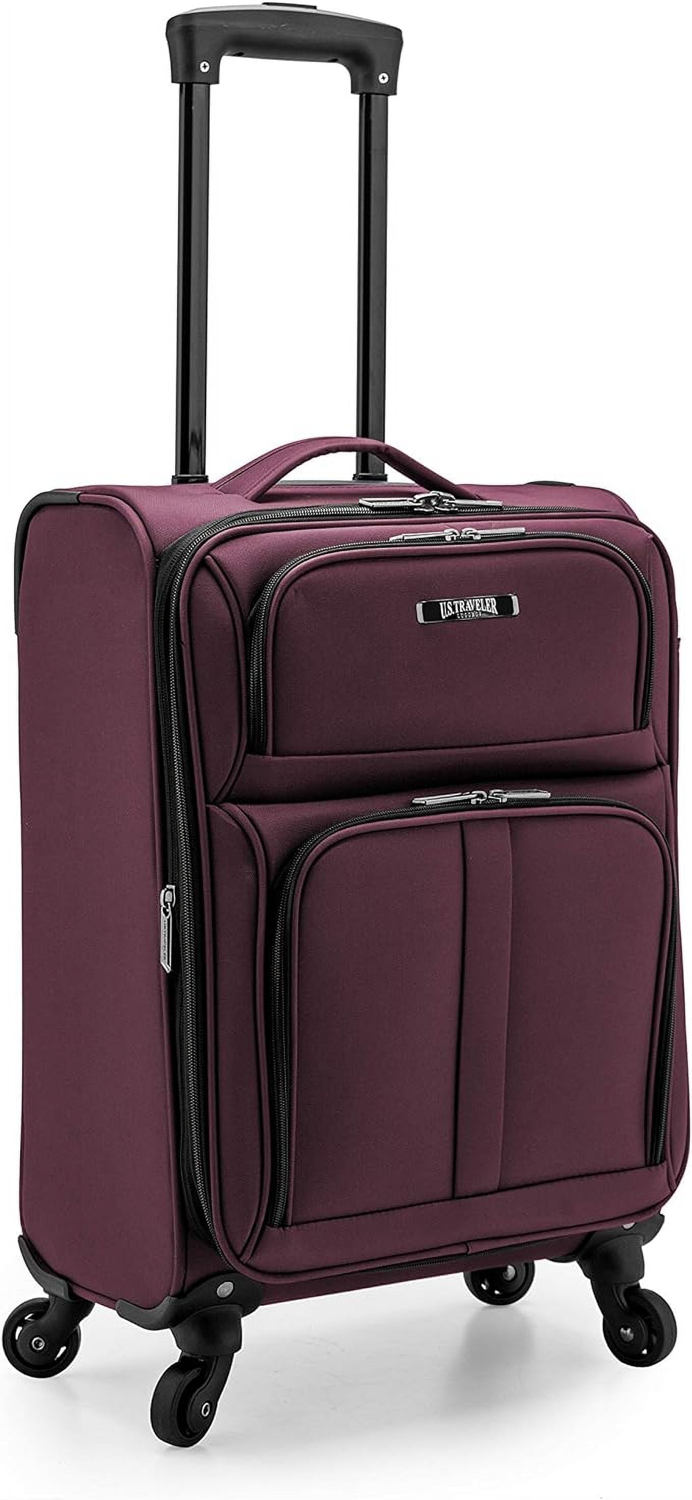 U.S. Traveler Anzio Softside Spinner Expandable Luggage, Burgandy, 22" Carry-on